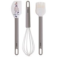 Набор кулинарный 3пр силиконовый (венчик+лопатка+кисточка) FAMILY FARM ГУСИ Agness 671-032