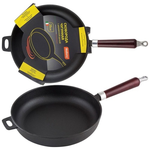 Сковорода 26см Mallony чугун с деревянной ручкой CIF26-W