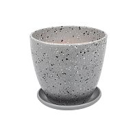 Горшок керамика 13,5*13см 1,4л ТЕРРАЦО с подставкой (серый) Магамакс BH-91-1