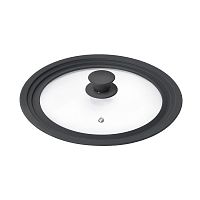 Крышка 24-26-28см Home Queen МУЛЬТИ стеклянная с силикон. ручкой и ободом на 3р-ра 77157 1/12