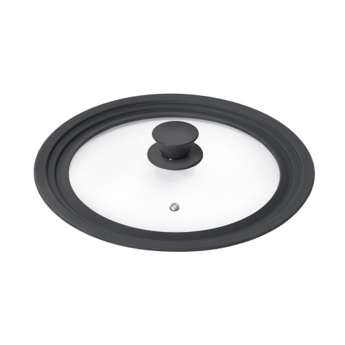 Крышка 24-26-28см Home Queen МУЛЬТИ стеклянная с силикон. ручкой и ободом на 3р-ра 77157 1/12