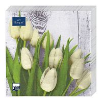 Салфетки бумажные ART BOUQUET 20шт 33*33см 3сл Белые тюльпаны 1/12