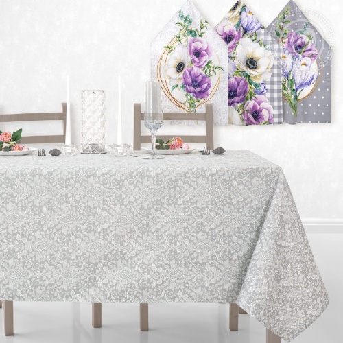 Комплект кухонный рогожка 4пр (скатерть 150*183см+полотенце 3шт) СЕРЕНАДА Арт Дизайн