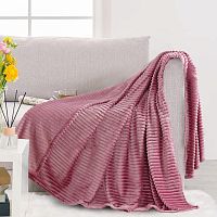 Плед 180*200см велсофт ПОЛОСА брусника Vse Doma