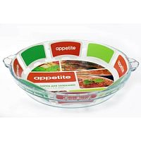 Форма для выпечки стекло Пирог 22см с ручками Appetite PL15