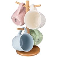 Набор кружек фарфор 4шт 460мл BREAK TIME на подставке Lefard 153-931