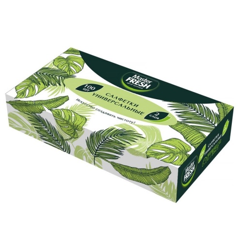 Салфетки бумажные MASTER FRESH 100шт 2сл Универсальные Вытяжные коробка