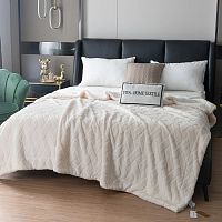 Плед 150*200см микрофибра FLUFFY ПЛЕТЕНКА молочный Viva Home Textile