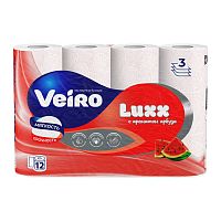Бумага туалетная VEIRO 12рул 3сл Luxx Арбуз белая 1/6