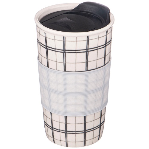 Стакан фарфор 450мл КОФЕМАНИЯ WHITE с крышкой и рукавом Lefard 756-353