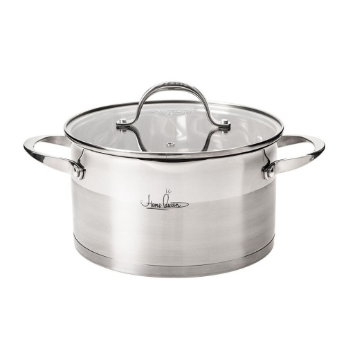 Кастрюля нерж. сталь 3,4л Home Queen ТАНДЕМ со стекл. крышкой индукция 77269 1/6