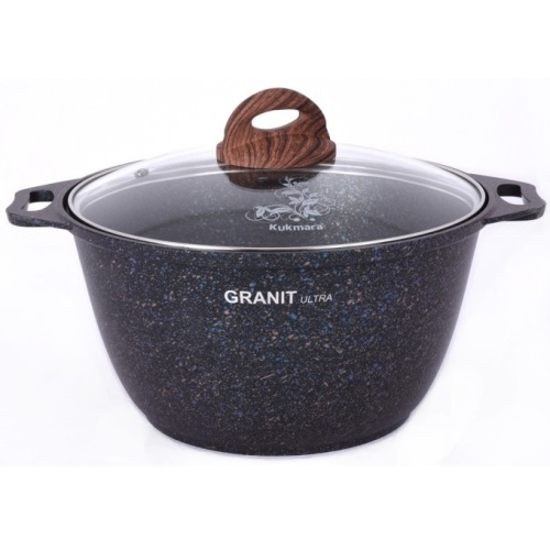 Кастрюля 4,0л Kukmara GRANIT ULTRA литой алюм. АП со стекл. крышкой (blue) кгг42а 1/3