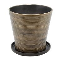 Горшок керамика 23*22,5см 5,3л БРОНЗОВЫЙ с подставкой (глянец) Магамакс BH-05-14