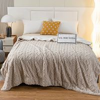 Плед 150*200см микрофибра FLUFFY КОСИЧКА бежевый Viva Home Textile