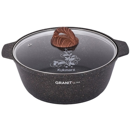 Жаровня 4,0л Kukmara GRANIT ULTRA литой алюм. АП со стекл. крышкой (original) жго41а 1/4
