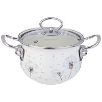 Кастрюля эмаль 1,5л Agness DANDELION со стекл. крышкой индукция 943-055