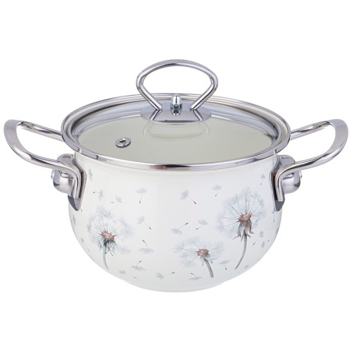 Кастрюля эмаль 1,5л Agness DANDELION со стекл. крышкой индукция 943-055 Кастрюля эмаль 1,5л Agness DANDELION со стекл. крышкой индукция 943-055