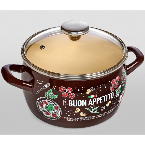 Кастрюля эмаль 3,1л Metrot ХИТ сферическая со стекл. крышкой индукция 389706 фото 2