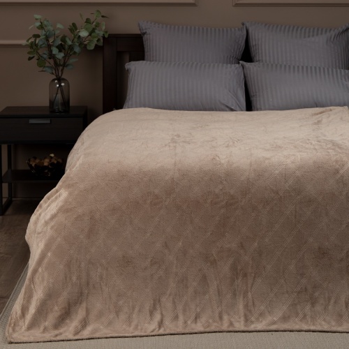 Плед 150*200см фланель C-Клетка СЕРО-БЕЖЕВЫЙ Absolute TF FNE BE-GY1 1520 16-1320 фото 2