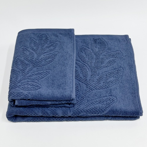 Полотенце махровое 70*130см ФЛОРА 440г/м2 королевский синий Он и Она фото 2
