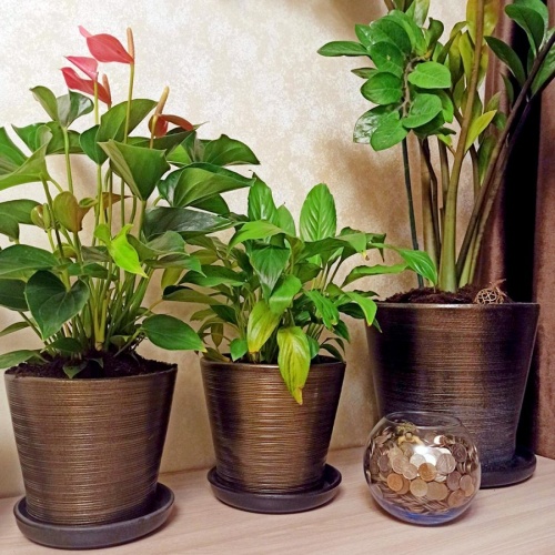 Горшок керамика 23*22,5см 5,3л БРОНЗОВЫЙ с подставкой (глянец) Магамакс BH-05-14 фото 2