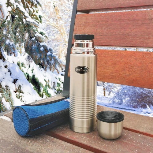 Термос 1000мл Biostal у/г нерж. сталь пробка крышка-чашка (чехол) NB-1000B фото 3