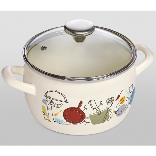 Кастрюля эмаль 5,4л Metrot КУХНЯ сферическая со стекл. крышкой индукция 389616 фото 2 Кастрюля эмаль 5,4л Metrot КУХНЯ сферическая со стекл. крышкой индукция 389616 фото 2