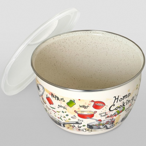 Миска эмаль 2,4л 18см ГУРМАН с крышкой Metrot 348696 фото 3