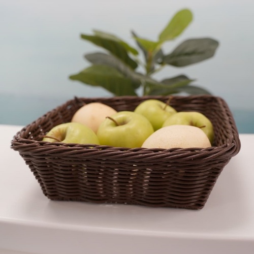 Корзина для фруктов 24*24*7,5см ПОЛИРОТАНГ коричневый Магамакс Zong-20 фото 3