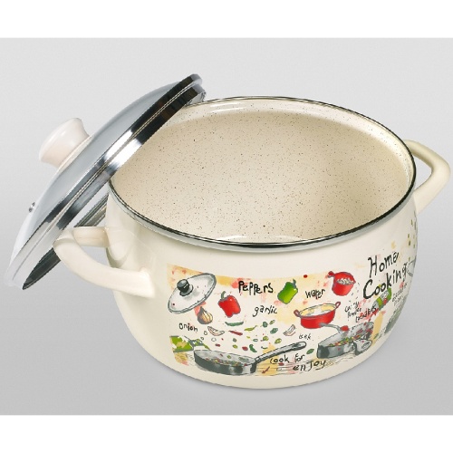 Кастрюля эмаль 3,3л Metrot ГУРМАН сферическая со стекл. крышкой индукция 348688 фото 3