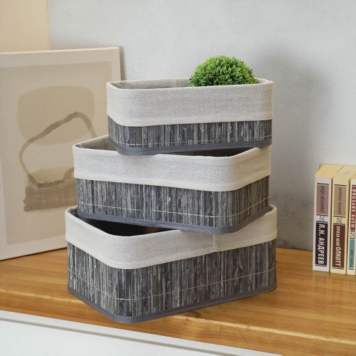 Корзинка декоративная 30*20*12см БАМБУК пепельный Магамакс Shan-18M фото 3