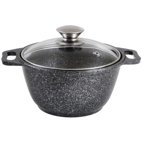 Кастрюля 3,0л Kukmara МРАМОРНАЯ литой алюм. АП со стекл. крышкой (темный) кмт32а 1/3 фото 2