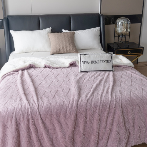 Плед 150*200см микрофибра FLUFFY ПЛЕТЕНКА брусничный Viva Home Textile фото 3