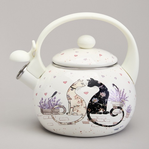 Чайник эмаль 2,2л Agness LAVENDER CATS свисток индукция 943-074 фото 4 Чайник эмаль 2,2л Agness LAVENDER CATS свисток индукция 943-074 фото 4