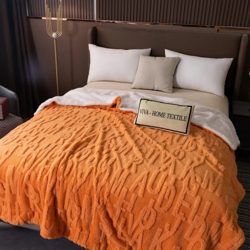 Плед 150*200см микрофибра FLUFFY БУКВЫ оранжевый Viva Home Textile фото 3
