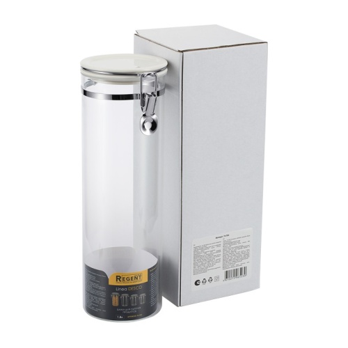 Банка для сыпучих стекло 1800мл DESCO крышка с замком Regent 74-704 фото 2