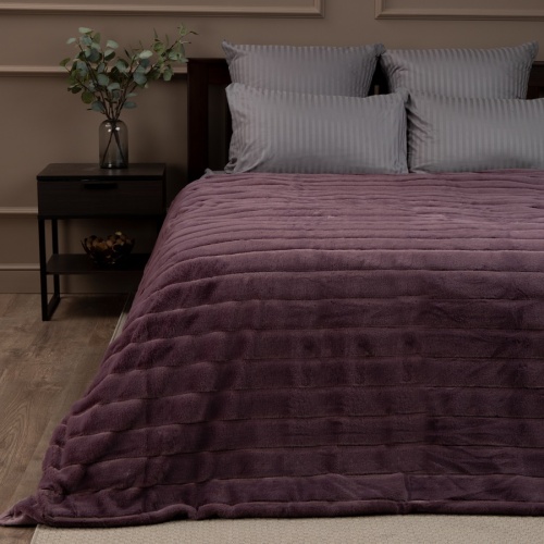 Плед 200*220см мех Полосы СИРЕНЕВЫЙ Texrepublic TCH KS DKLI2 2022 18-1705 фото 2