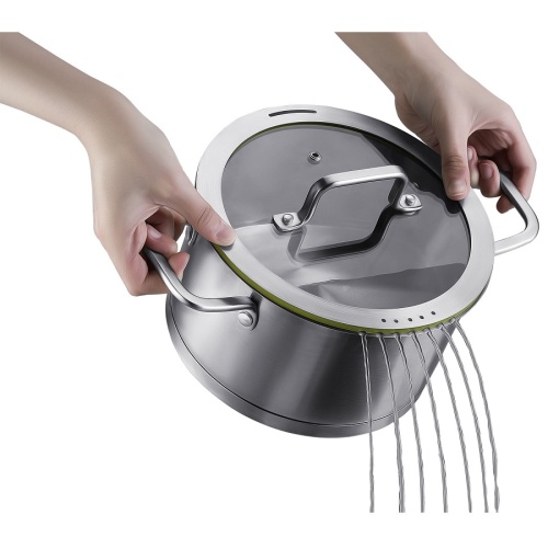 Кастрюля нерж. сталь 4,5л Regent PALERMO со стекл. крышкой индукция 77-0522 фото 3