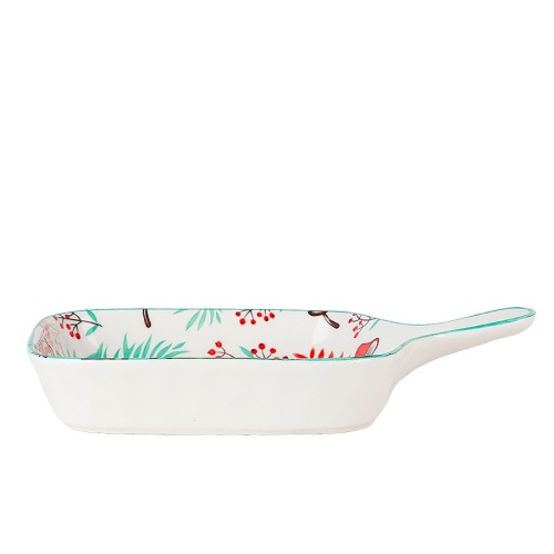 Блюдо из фарфора 22*16см KAWAII FOREST RABBIT квадратное с ручкой Nouvelle Home 0860409 фото 3