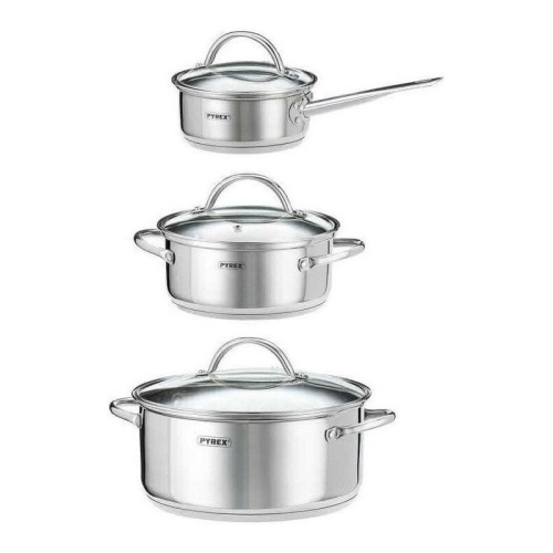 Набор посуды 6пр Pyrex MASTER (кастрюли 2шт+ковшик+крышки 3шт) индукция MAS02MX/E002 фото 2