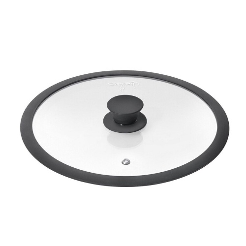 Крышка 28см Home Queen RED HOT стеклянная с силикон. ручкой и ободом 77479 фото 2