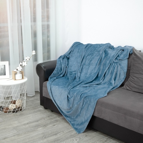 Плед 200*220см фланель C-Клетка ГОЛУБОЙ Absolute TF FNE BL2 2022 17-4023 фото 2