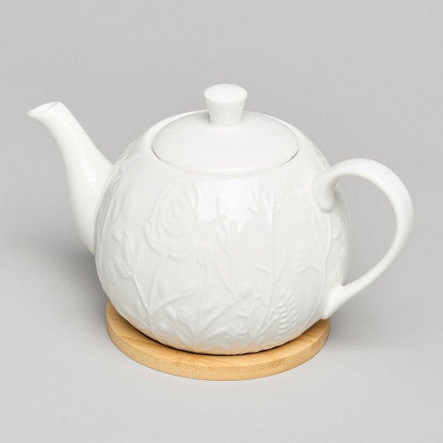 Чайник заварочный фарфор 900мл Lefard MEADOW на подставке 587-218 фото 3