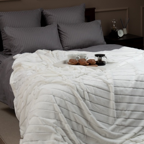 Плед 200*220см мех Полосы БЕЛЫЙ Texrepublic TCH KS W 2022 11-4001 фото 3