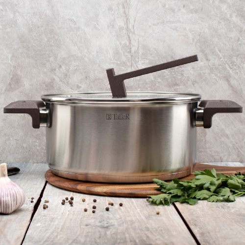 Кастрюля нерж. сталь 4,7л Taller МЕТОД со стекл. крышкой индукция TR-17309 фото 2