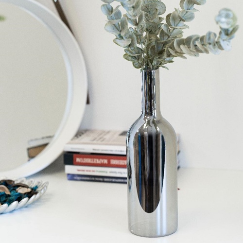 Ваза-бутылка стекло 8,5*28см СЕРЕБРО Магамакс CSA-36M фото 3