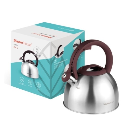 Чайник нерж. сталь 2,4л Master House ANTONIO ШОКОЛАД автоподъем крышки индукция 75360 фото 2