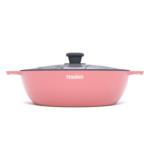 Жаровня 3,0л Tesoro FLORENCE TOTAL PINK литой алюм. АП со стекл. крышкой индукция TF6530tpi фото 2
