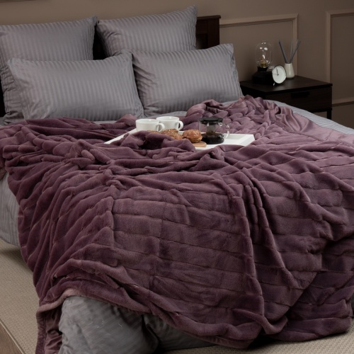 Плед 200*220см мех Полосы СИРЕНЕВЫЙ Texrepublic TCH KS DKLI2 2022 18-1705 фото 3