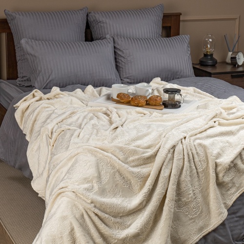 Плед 150*200см фланель D-Дамаск МОЛОЧНЫЙ Absolute TF FNE ML 1520 11-0105 фото 3